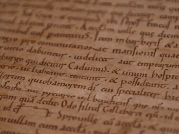 Visuel de la mention Cadomus, premier nom de Caen, dans la charte de Fécamp