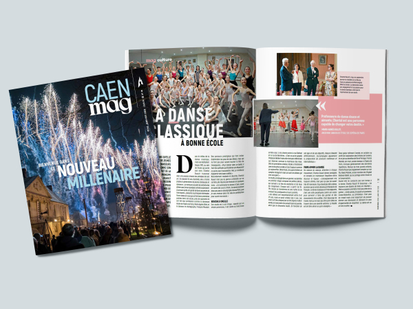 Couverture et vue d'une page intérieure du Caen Mag n°243