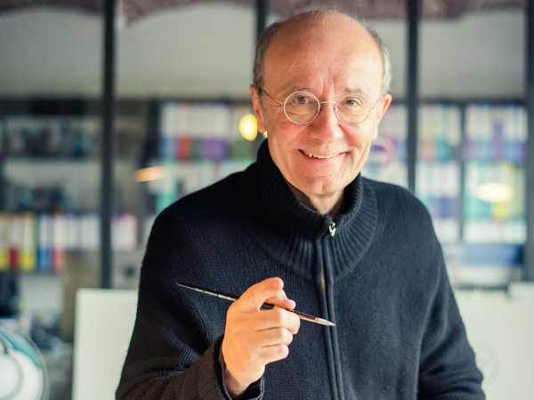 Philippe Geluck dans son atelier
