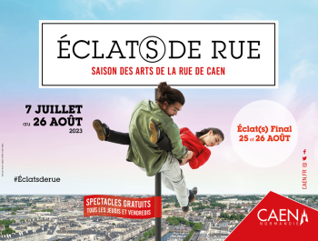 Affiche officielle du festival Eclats de Rue : deux personnes sur un mat.