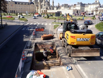 Vue des fouilles archéologiques menées sur l'avenue Albert-Sorel