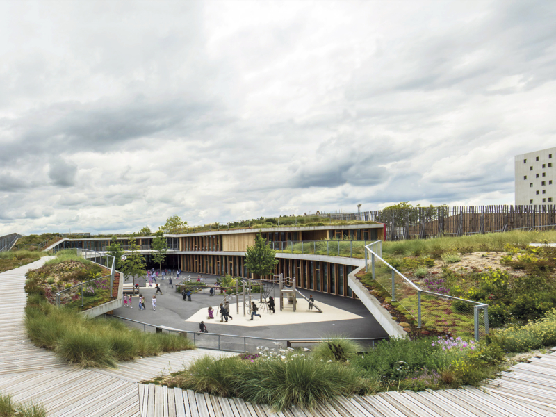 La toiture vivante de L'école Aimé Césaire sur l'ile de N