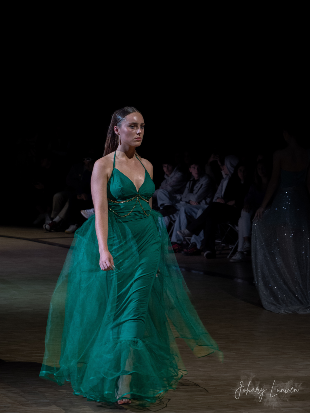 Longue robe de soirée verte